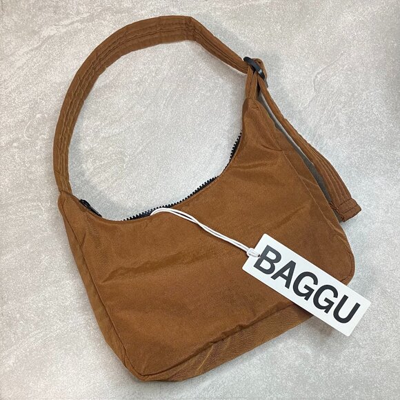 NWT BAGGU Nylon Mini Shoulder Bag / Brown 2024 - Picture 1 of 5